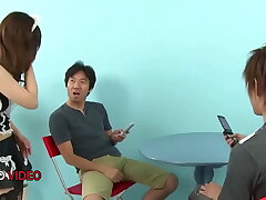 Japanese Airis Miku Teases Two Men With Her Naughty Handjob